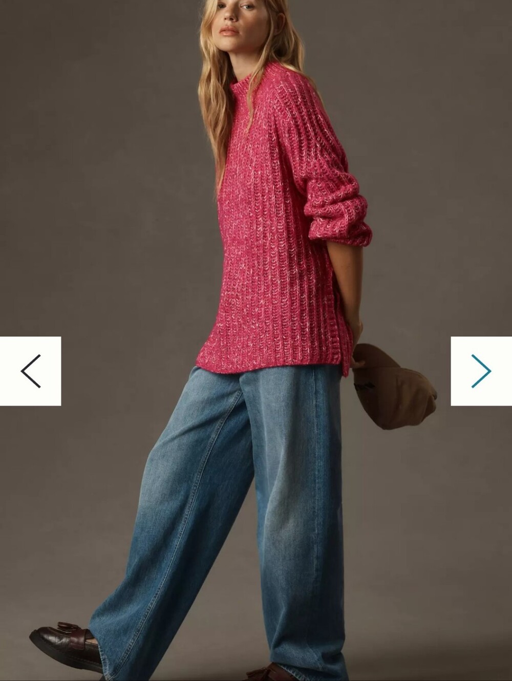 Anthro Pilcro Cozy Pink Chunky Wool Blend Knit Sweater